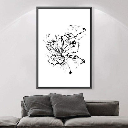 Contemporary Black and White Abstract Ink Splash Canvas Art for Modern Home Decor