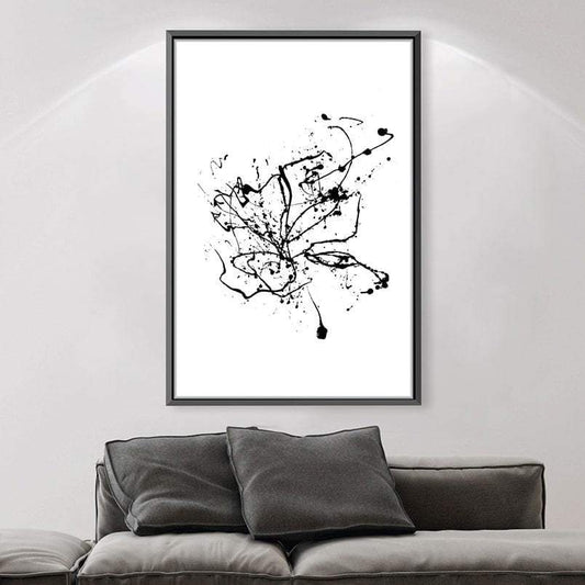 Contemporary Black and White Abstract Ink Splash Canvas Art for Modern Home Decor
