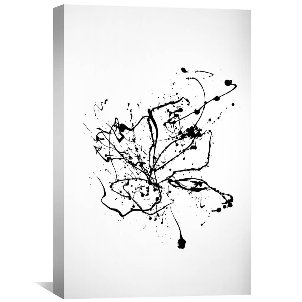 Contemporary Black and White Abstract Ink Splash Canvas Art for Modern Home Decor