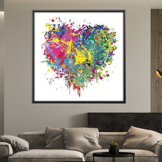 Colorful Heart Canvas Art – Vibrant Abstract Oil Painting for Home Decor