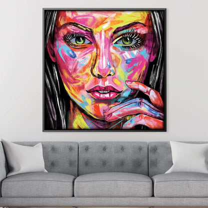 Vibrant Abstract Portrait of a Woman with Expressive Colors and Emotional Depth