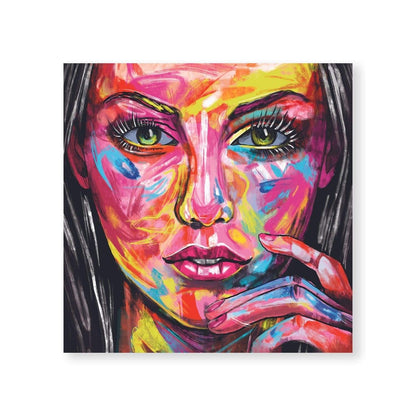 Vibrant Abstract Portrait of a Woman with Expressive Colors and Emotional Depth