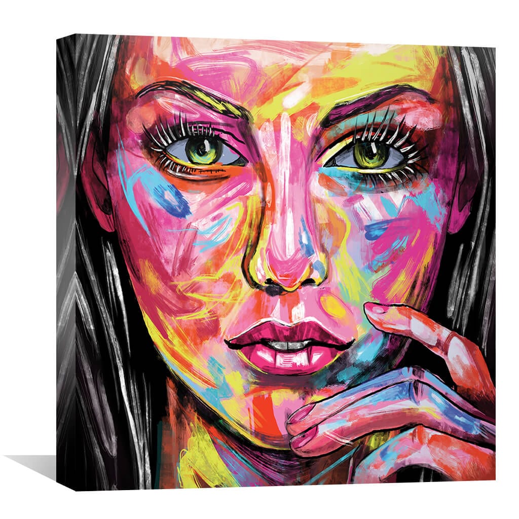 Vibrant Abstract Portrait of a Woman with Expressive Colors and Emotional Depth