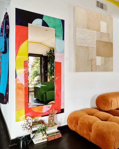 Modern Abstract Geometric Oil Painting for Contemporary Home Decor