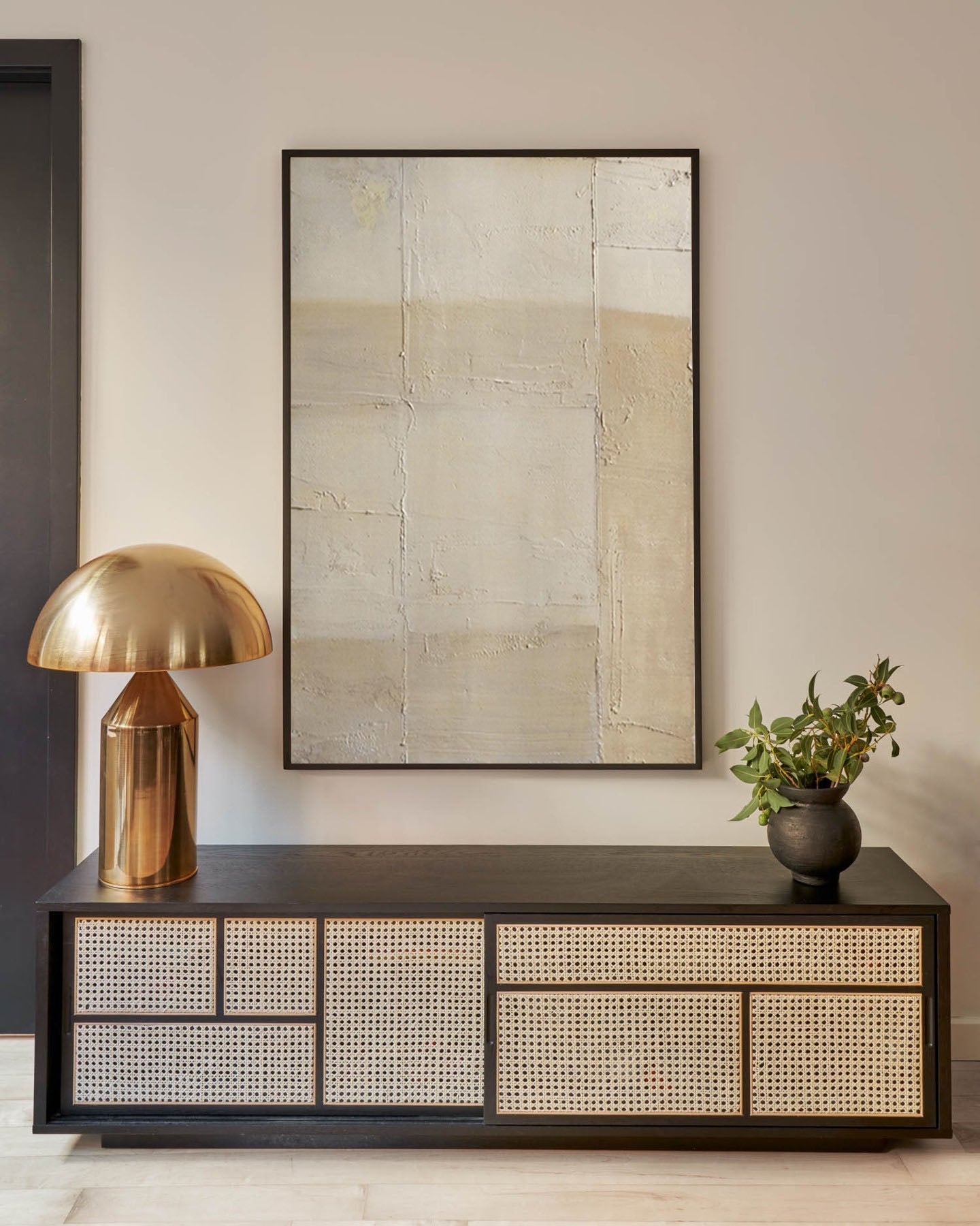 Elegant Minimalist Beige Abstract Oil Painting for Contemporary Home D√©cor