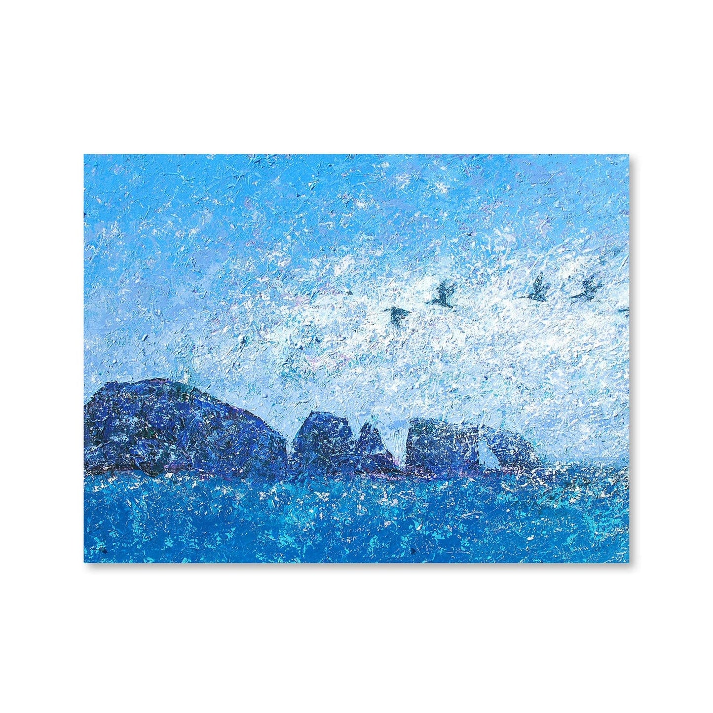 Serene Island Mist Canvas Art - Tranquil Ocean Landscape Painting for Home Decor