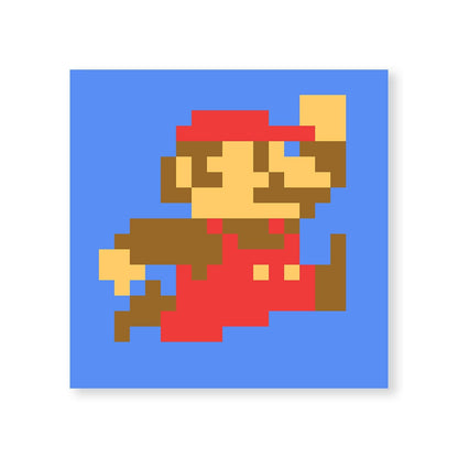Vintage Pixel Art Oil Painting of Iconic Video Game Character in Action