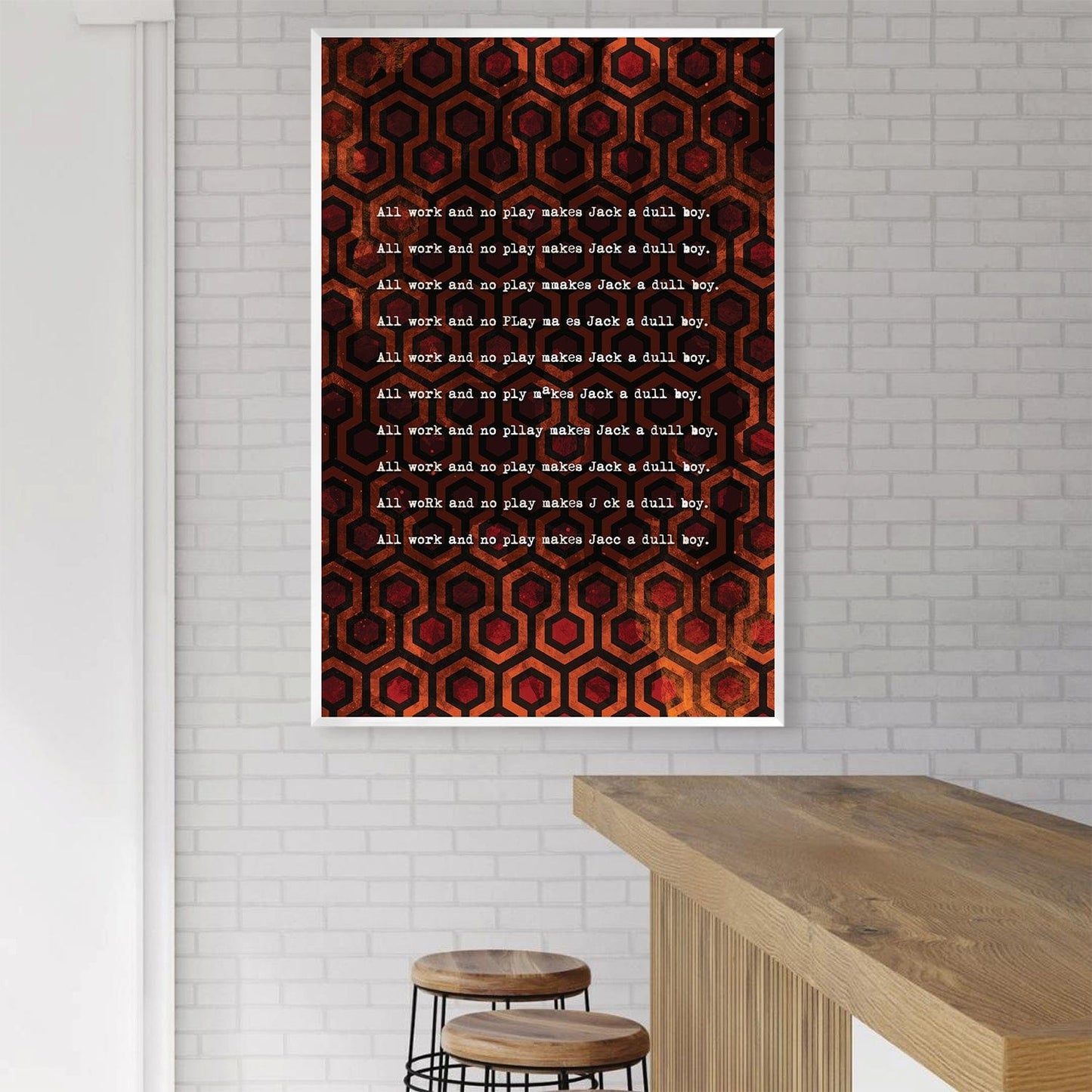 Abstract Hexagon Oil Painting - Inspiring Jack's Dull Boy Quote Artwork