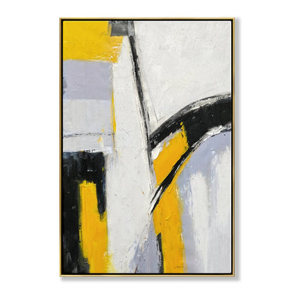 Abstract Yellow and Black Oil Painting for Modern Home Decor