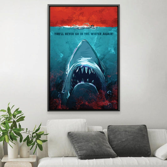 Vibrant Shark Oil Painting - Bold Underwater Art for Home Decor