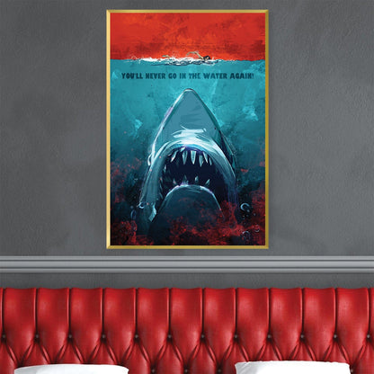 Vibrant Shark Oil Painting - Bold Underwater Art for Home Decor
