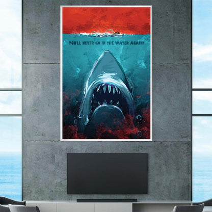 Vibrant Shark Oil Painting - Bold Underwater Art for Home Decor