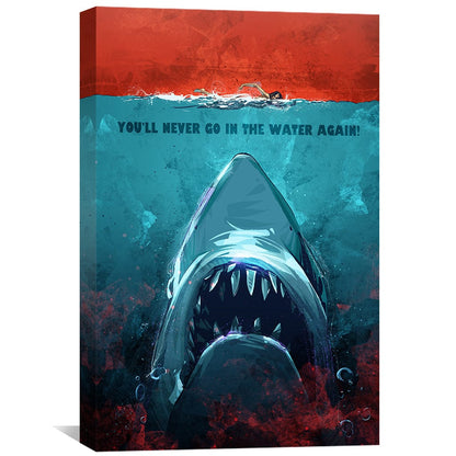 Vibrant Shark Oil Painting - Bold Underwater Art for Home Decor
