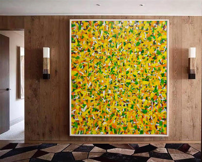 Vibrant Yellow Abstract Oil Painting for Modern Home Decor