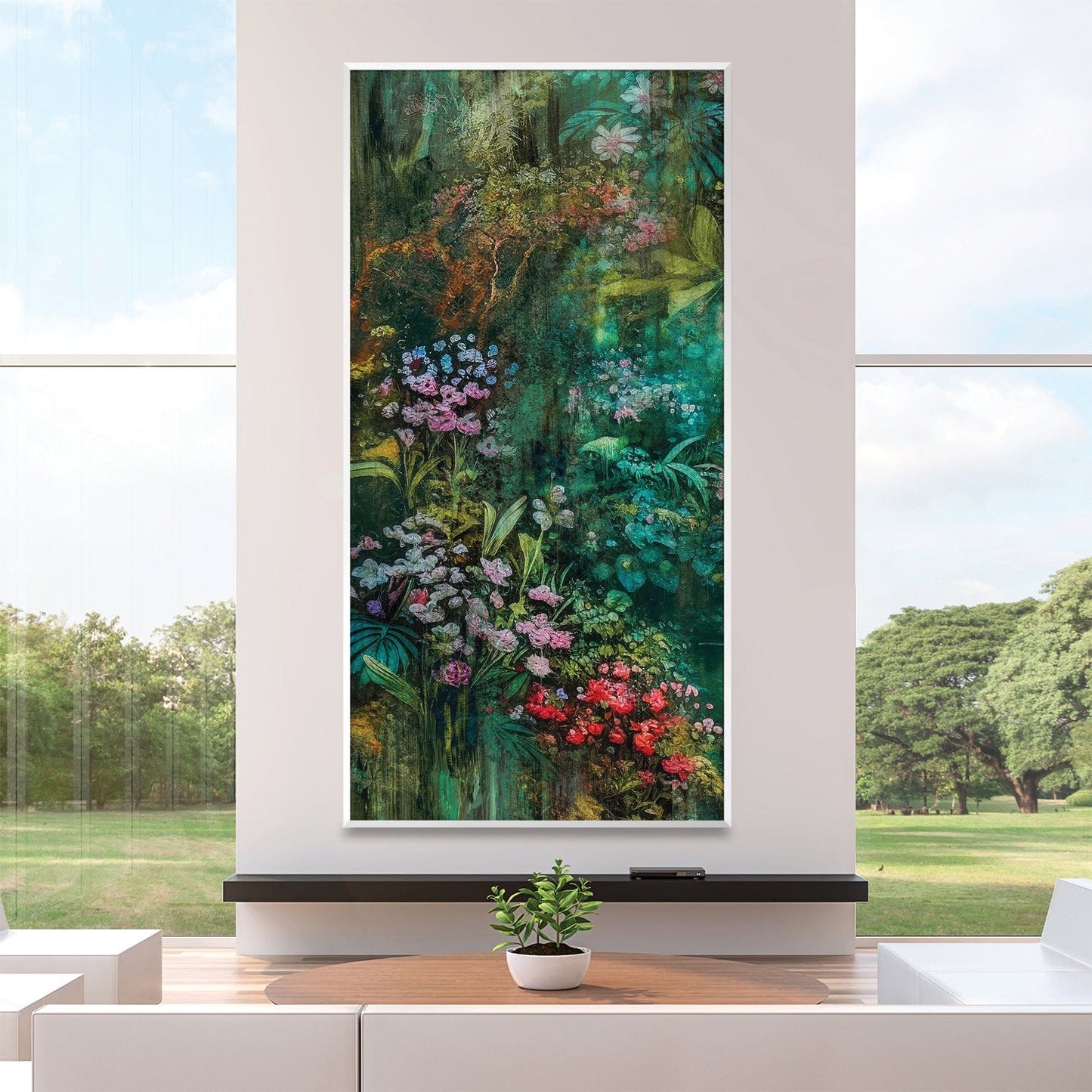 Vibrant Jungle Flowers Oil Painting for Home Decor and Art Enthusiasts