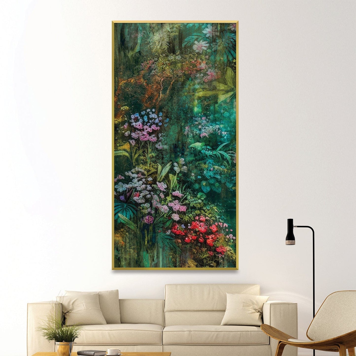 Vibrant Jungle Flowers Oil Painting for Home Decor and Art Enthusiasts