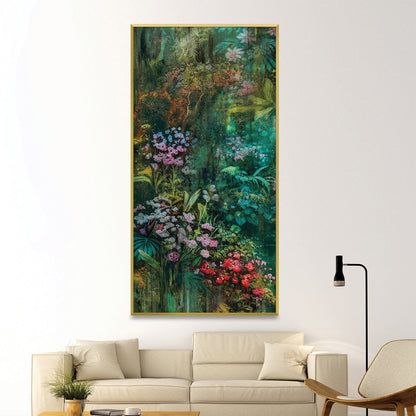 Vibrant Jungle Flowers Oil Painting for Home Decor and Art Enthusiasts