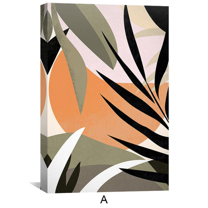 Tropical Leaves Abstract Oil Painting for Modern Home Decor