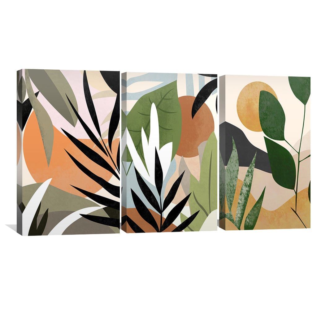 Tropical Leaves Abstract Oil Painting for Modern Home Decor