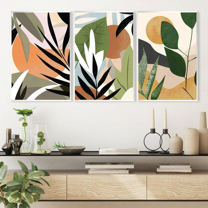 Tropical Leaves Abstract Oil Painting for Modern Home Decor