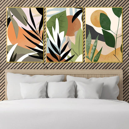 Tropical Leaves Abstract Oil Painting for Modern Home Decor