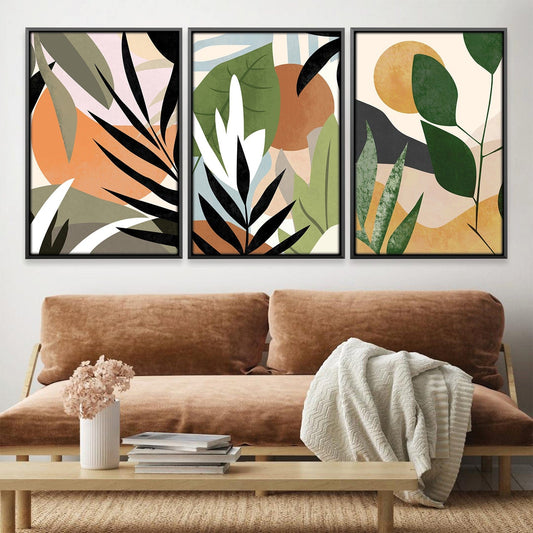 Tropical Leaves Abstract Oil Painting for Modern Home Decor