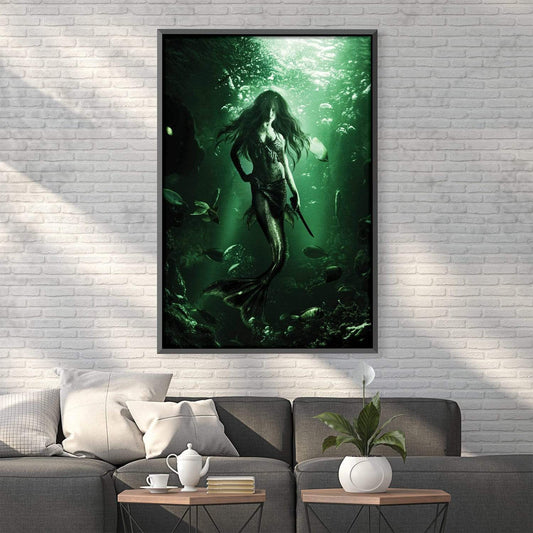 Enchanting Siren Underwater Canvas Oil Painting for Home Decor
