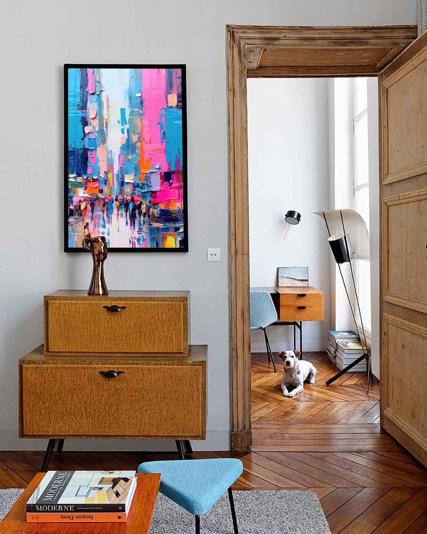 Vibrant Cityscape Oil Painting for Modern Home Decor