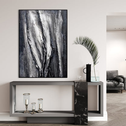 Abstract Grey Textured Oil Painting for Modern Home Decor