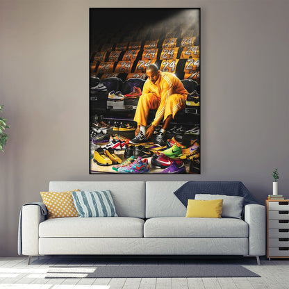 Kobe Bryant: Iconic Moment with Sneakers Oil Painting