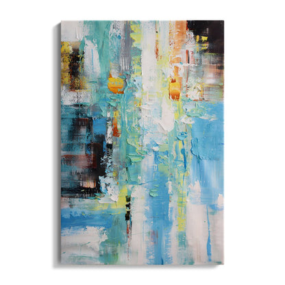 Vibrant Abstract Oil Painting in Blue and Yellow Tones for Modern Decor