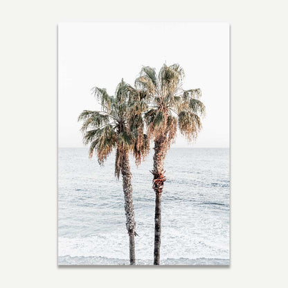 Tropical Serenity: Oil Painting of Palm Trees by the Ocean