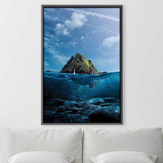 Tranquil Underwater Landscape with Majestic Turtles and Serene Island View
