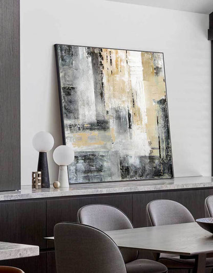 Contemporary Abstract Skyline Oil Painting for Modern Home Decor