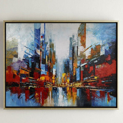 Vibrant Abstract Cityscape Oil Painting for Modern Home Décor