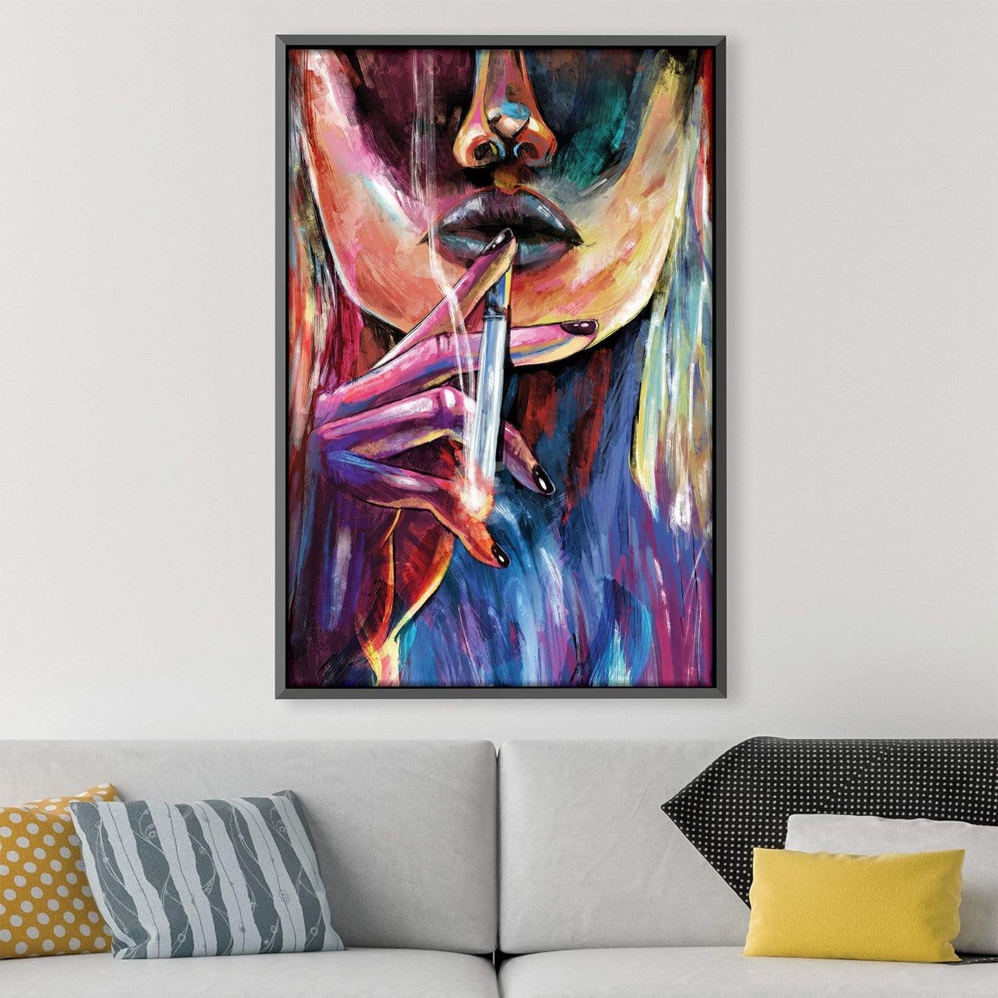 Vibrant Abstract Portrait - Late Night Serenity Oil Painting for Home Decor