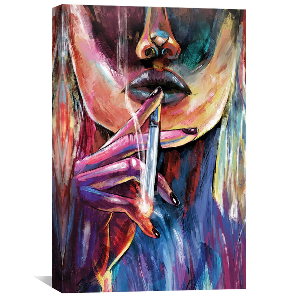 Vibrant Abstract Portrait - Late Night Serenity Oil Painting for Home Decor