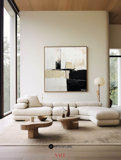Contemporary Black and White Abstract Oil Painting for Modern Art Lovers