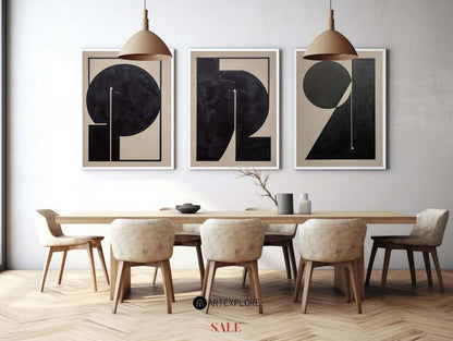 Contemporary Minimalist Black and White Abstract Oil Painting for Modern Decor