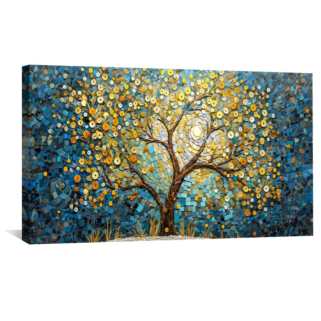 Vibrant Mosaic Tree Oil Painting for Modern Home Decor