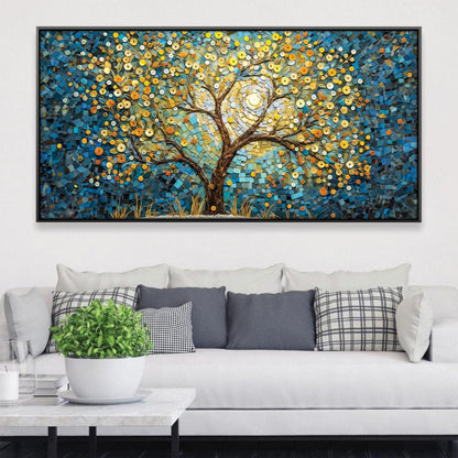 Vibrant Mosaic Tree Oil Painting for Modern Home Decor