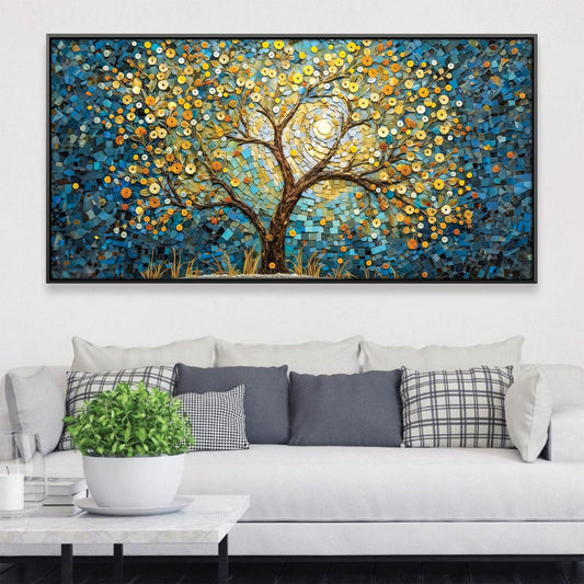 Vibrant Mosaic Tree Oil Painting for Modern Home Decor