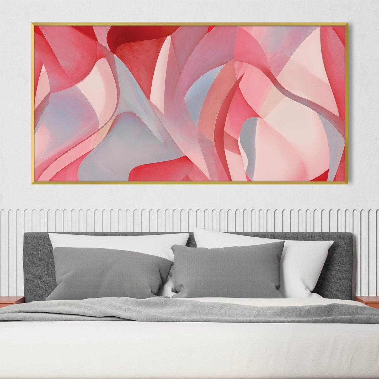 Vibrant Abstract Red Waves Oil Painting for Modern Home Decor