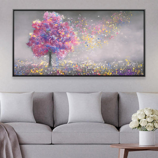 Vibrant Autumn Tree Abstract Oil Painting for Modern Home Décor