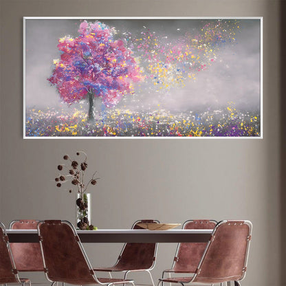 Vibrant Autumn Tree Abstract Oil Painting for Modern Home Décor