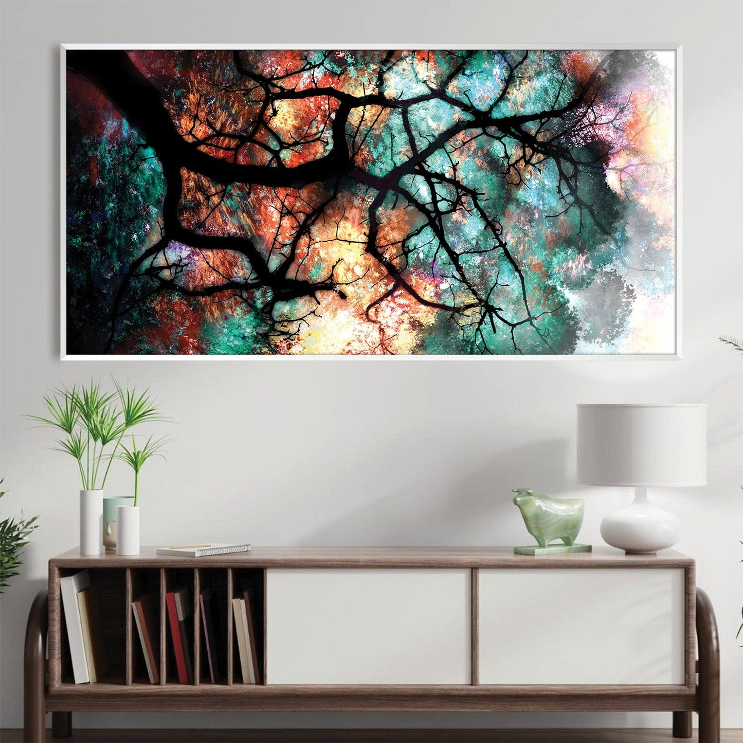 Translucent Leaves Abstract Oil Painting for Modern Home Decor