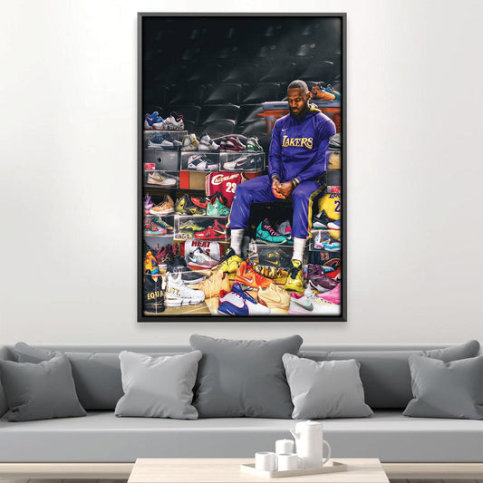 Iconic Athlete and Sneaker Collection Oil Painting for Sports Art Enthusiasts
