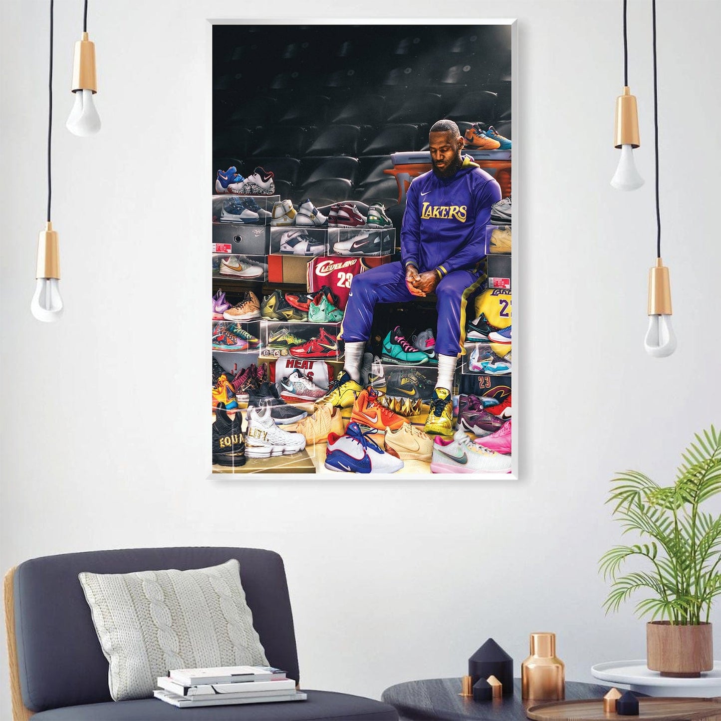Iconic Athlete and Sneaker Collection Oil Painting for Sports Art Enthusiasts