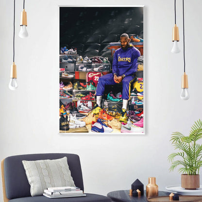 Iconic Athlete and Sneaker Collection Oil Painting for Sports Art Enthusiasts