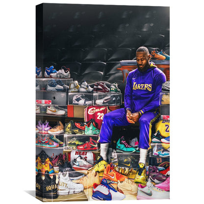 Iconic Athlete and Sneaker Collection Oil Painting for Sports Art Enthusiasts
